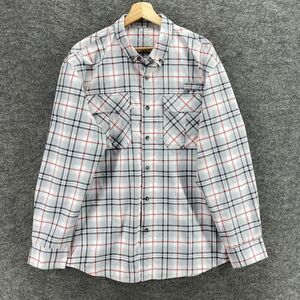 Lincoln Shirt Men M Medium Gray Plaid Button Up Collared Long Sleeve Pockets